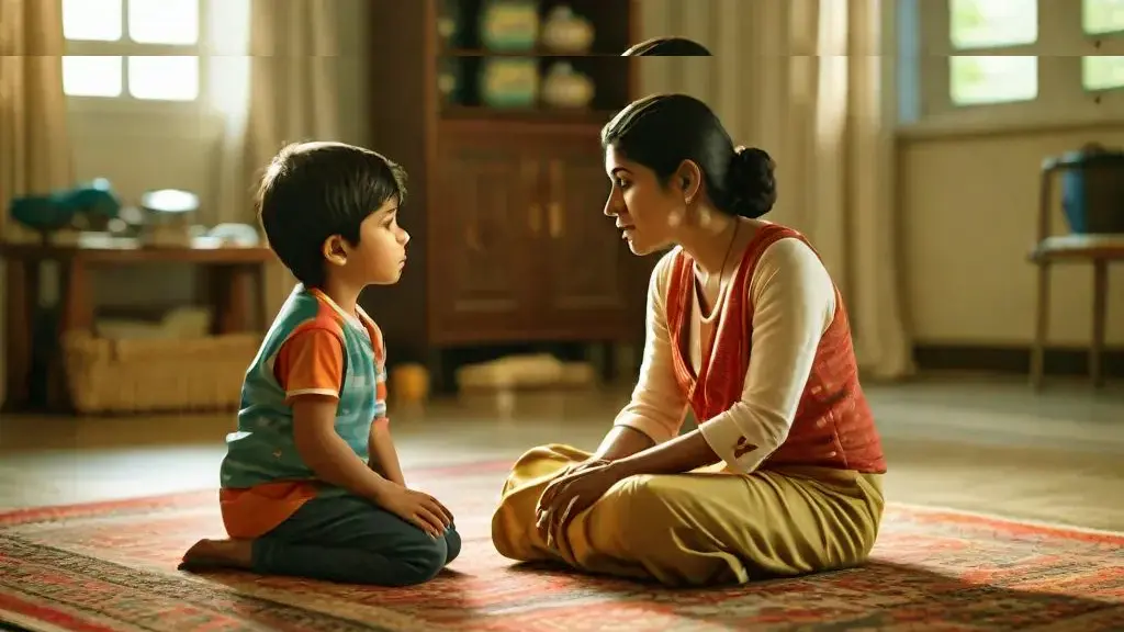মা শৃঙ্খলা শেখাচ্ছেন বাচ্চাকে